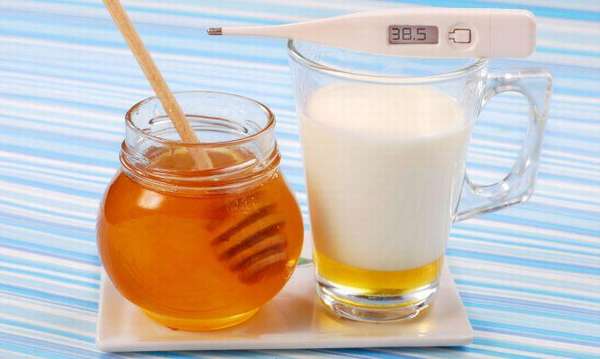 молоко с медом и градусник